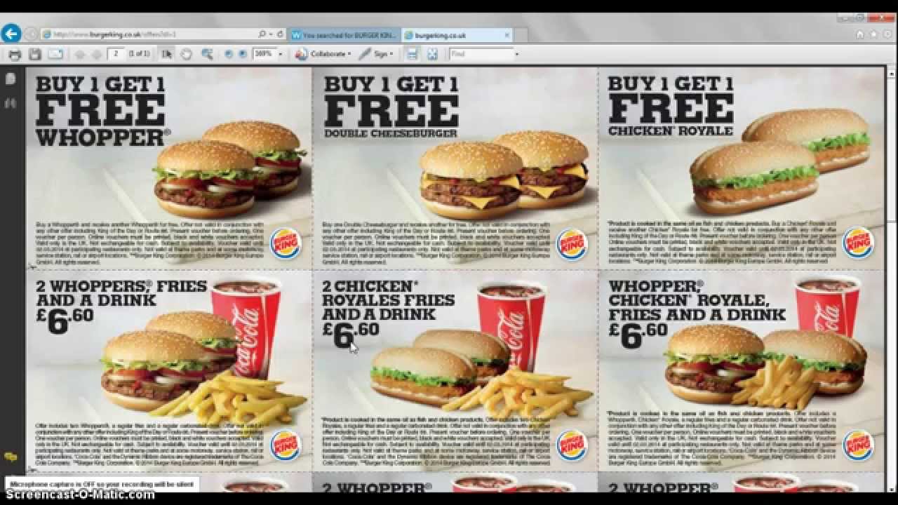 free printable burger king coupons 2014