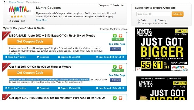 myntra 30 off coupon on first purchase