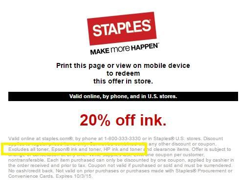 staples coupon epson printer